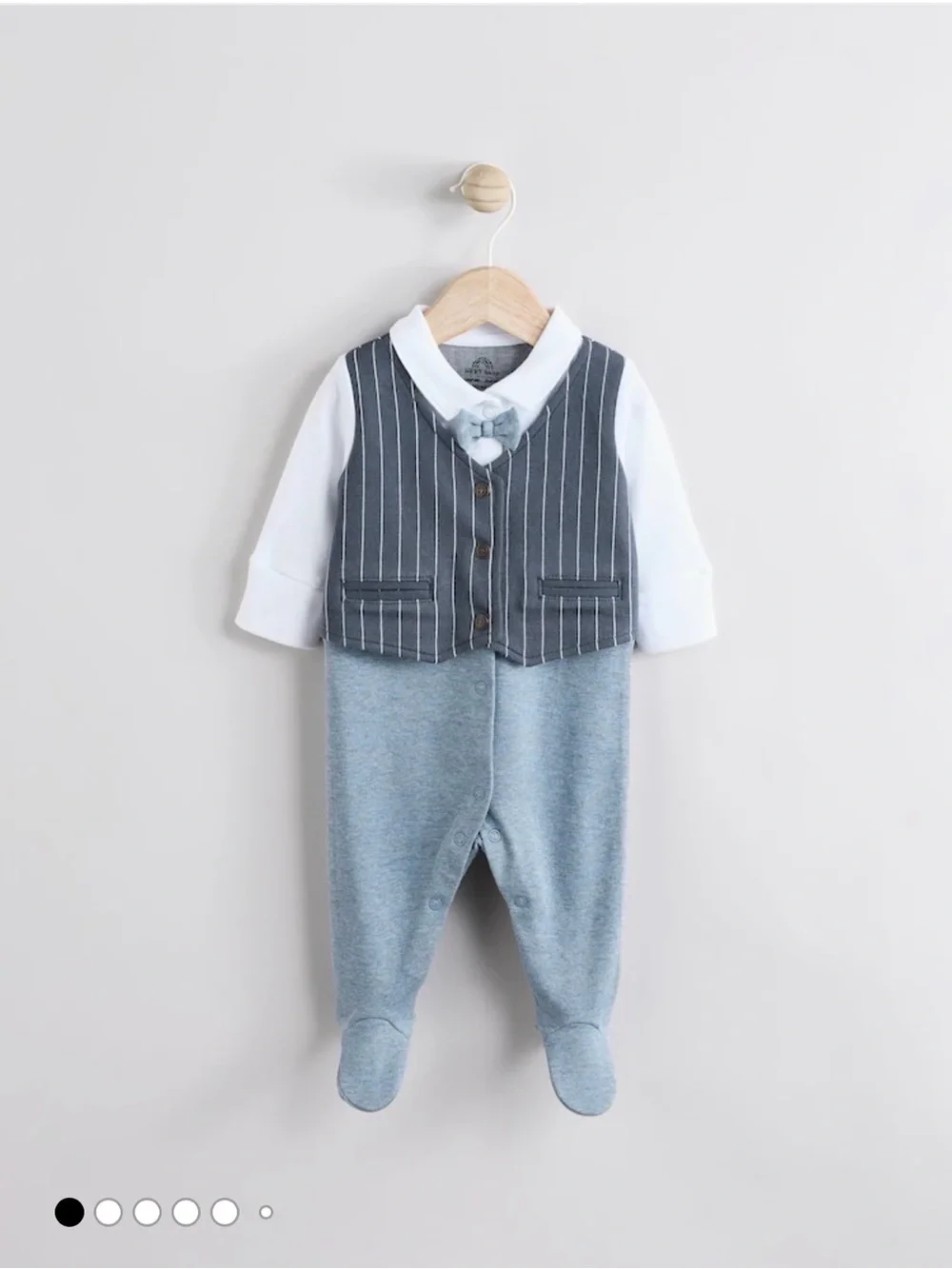 Navy Smart Bow Tie Baby Sleepsuit // 3-6 Months // 2